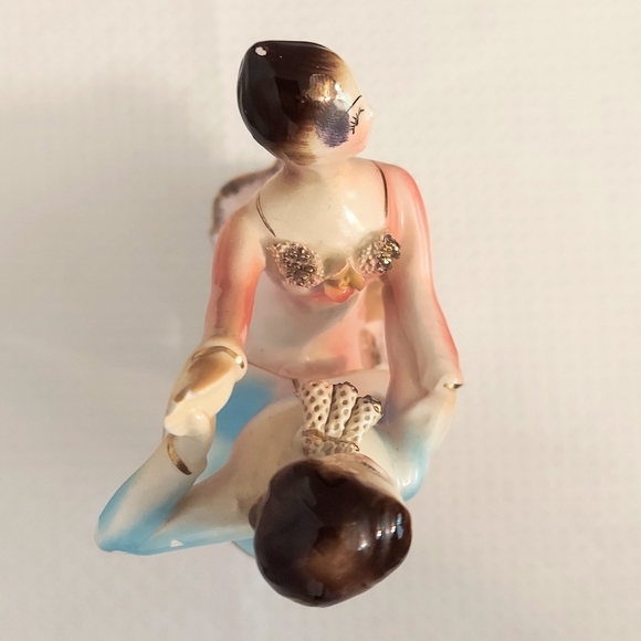 Vyg Dancing Couple Figurine Porcelain Ballroom Flowers Pink Dress Blue Outfit - Picture 6 of 10
